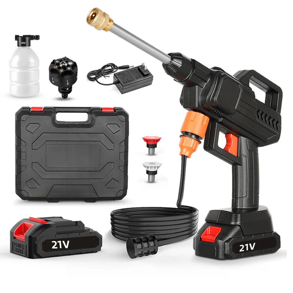 Lavadora de Carro Sem Fios 6 em 1 Bico Alta Pressão Mangueira de 5m