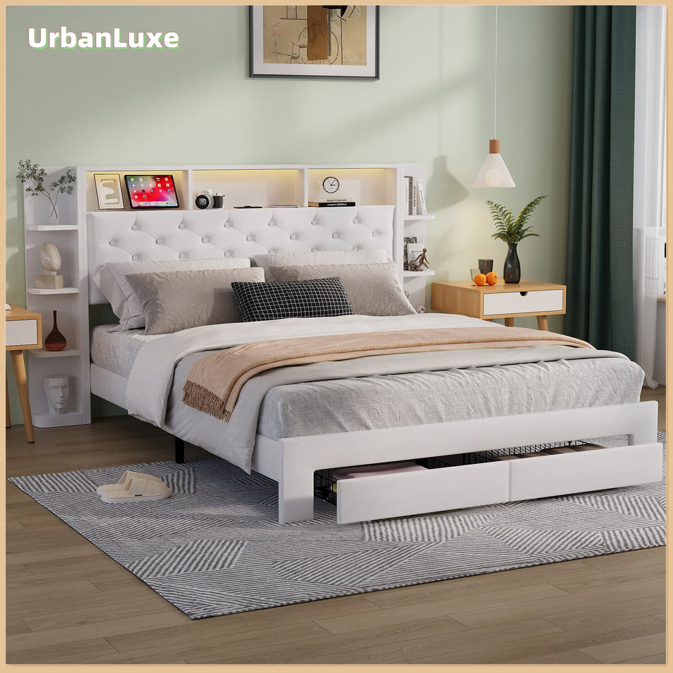 Měkká dvojitá postel Urban Luxe 160x200 LED pásek USB samet