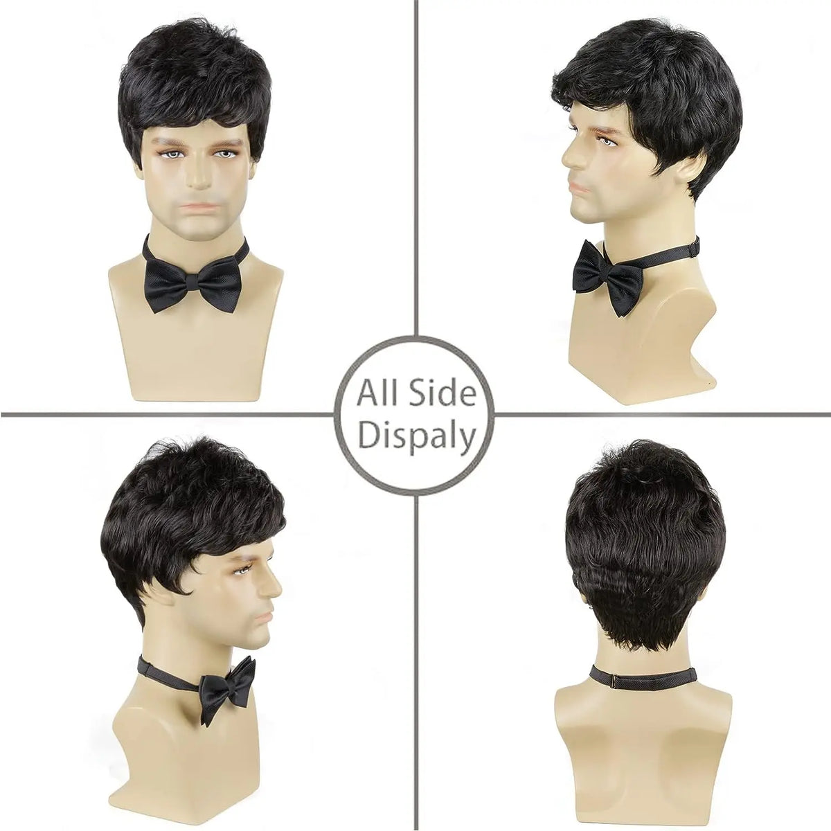 Short Silver Gray Synthetic Wig for Men - Heat Resistant Cosplay and Daily Use