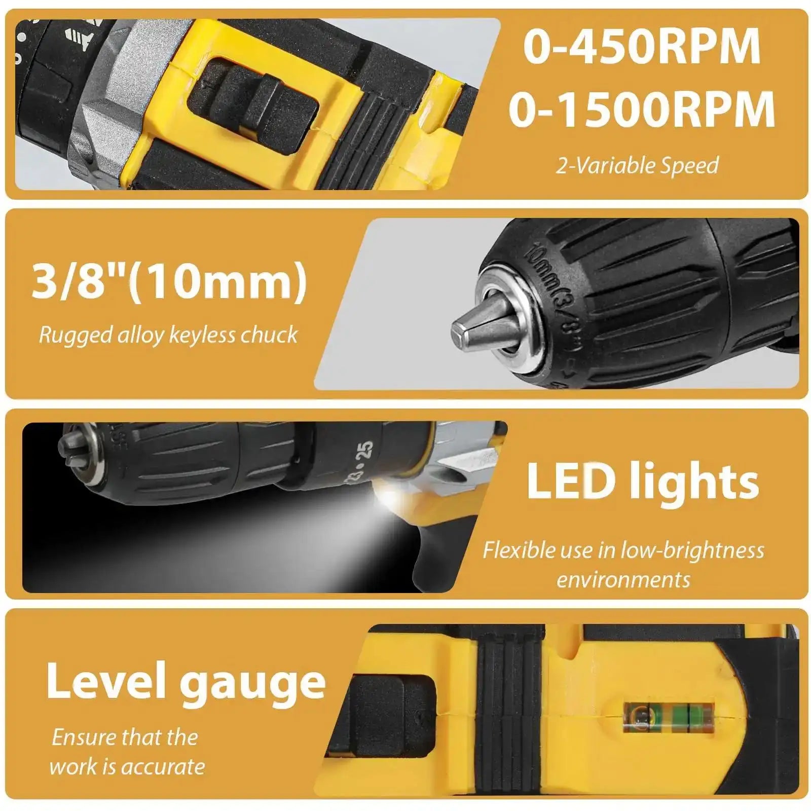 DWiusty Cordless Impact Drill With 2 Batteries High Power