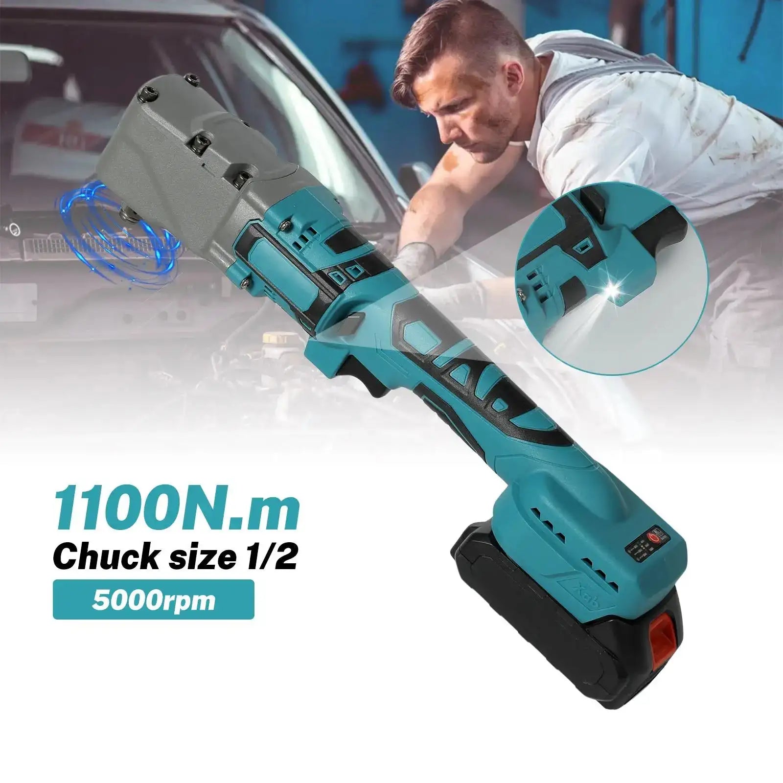 Brushless Ratchet Wrench 1100Nm Makita 18V Half Inch With 2&times;Battery / Poland