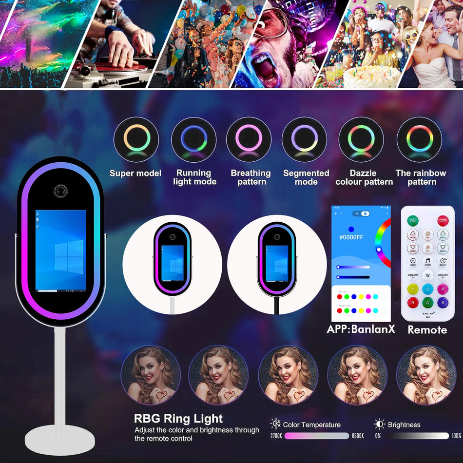 Burvju spogulis foto kabīne 21.5 LCD skārienekrāns lidojuma kaste