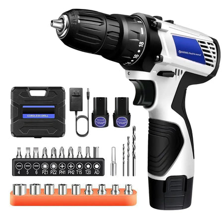 Cordless Drill Driver Kit Battery 45Nm TwoSpeed 1400RPM With 2XBattery / spain