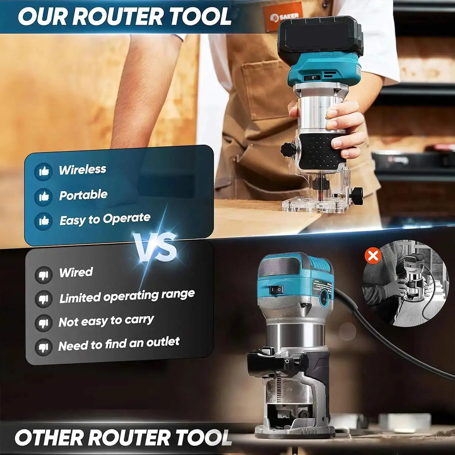 6 Speeds Brushless Cordless Wood Router For Makita 18V