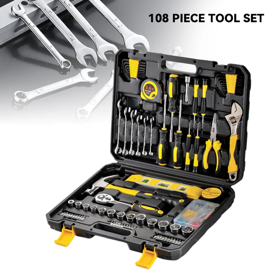 Conjunto de Ferramentas Domésticas de 108 Peças com Caixa de Plástico DWiusty