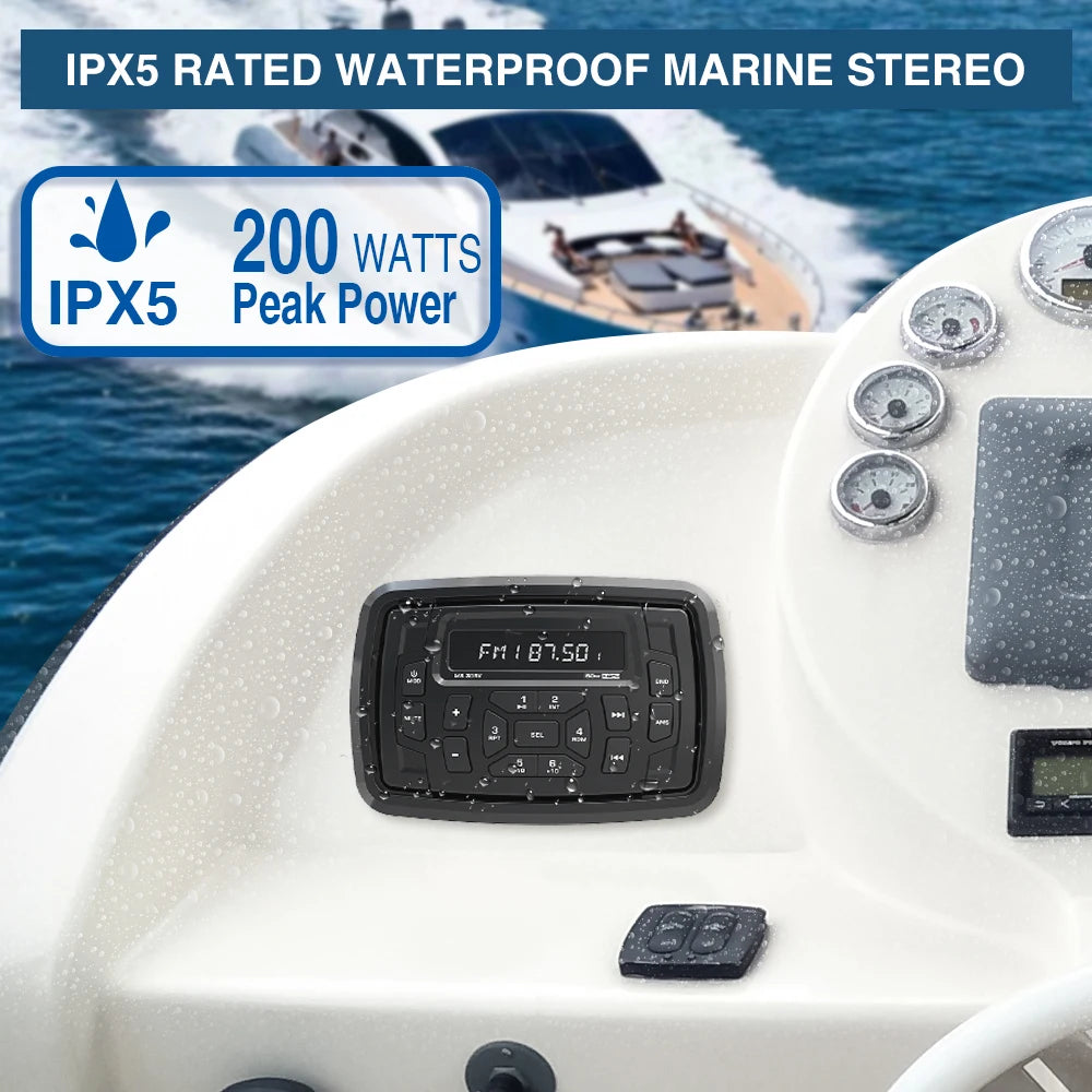 AKAMATE RV Radio MP3 Media Player &ndash; Waterproof Bluetooth