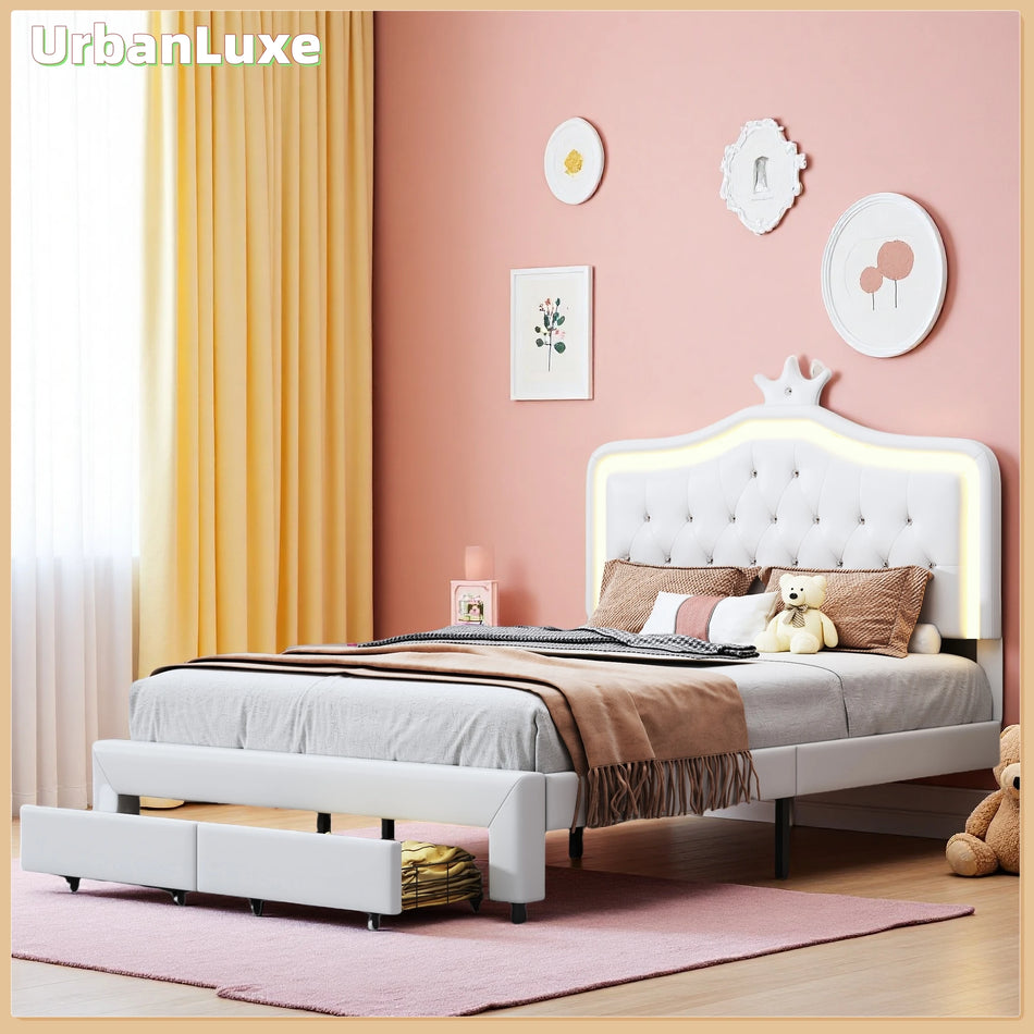 Urban Luxe Youth Bed 140x200 With LED Light Bar And Storage