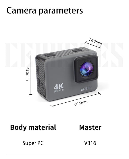 CERASTES Action Camera 4K60FPS &ndash; WiFi Enabled With Anti-Shake Technology