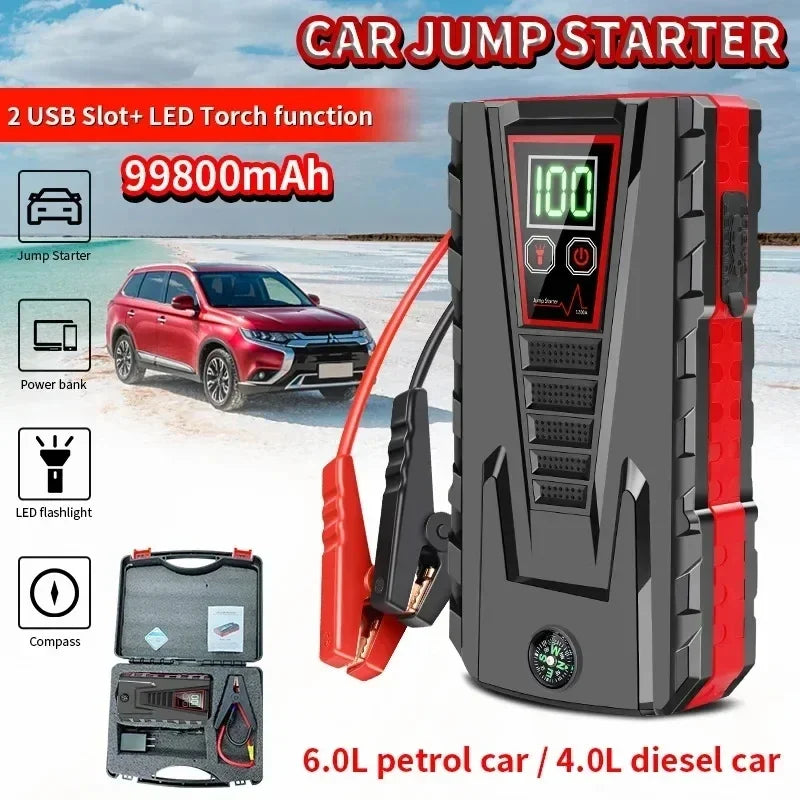 99800mAh Arrancador de Coche Portátil – Ultra Alta Potencia de Pico