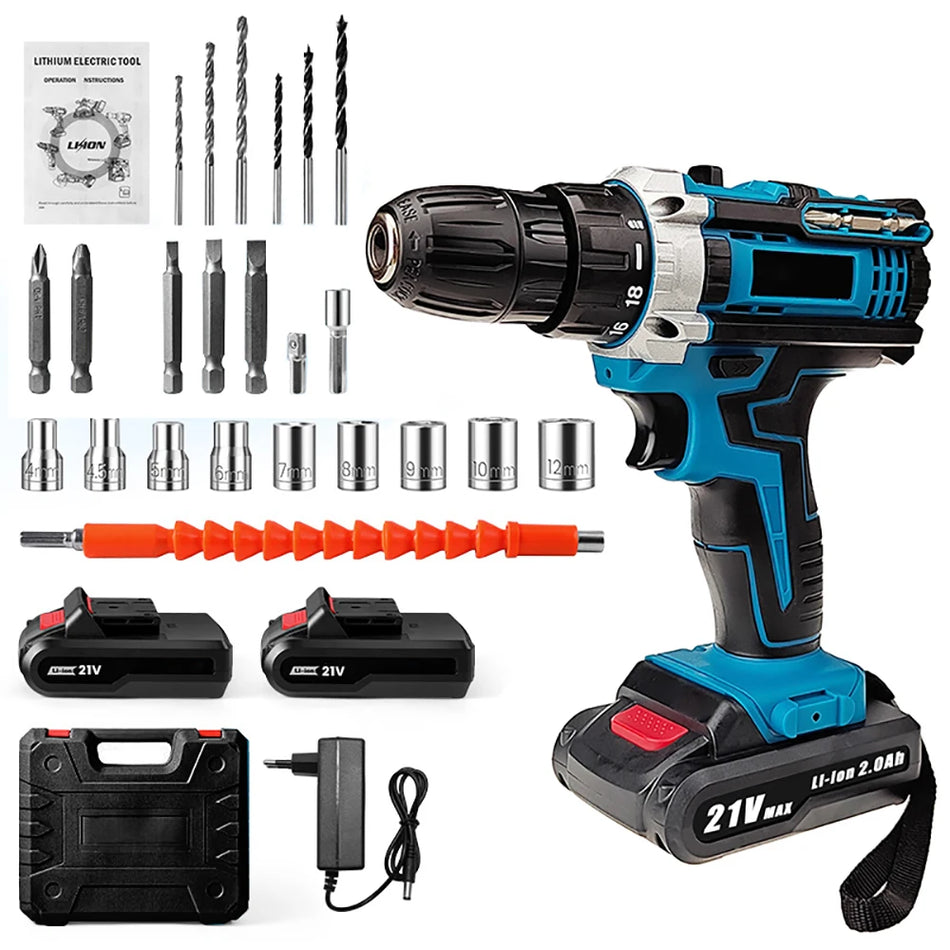 Taladro de Percusión Inalámbrico 21V – Alta Velocidad 1600 RPM