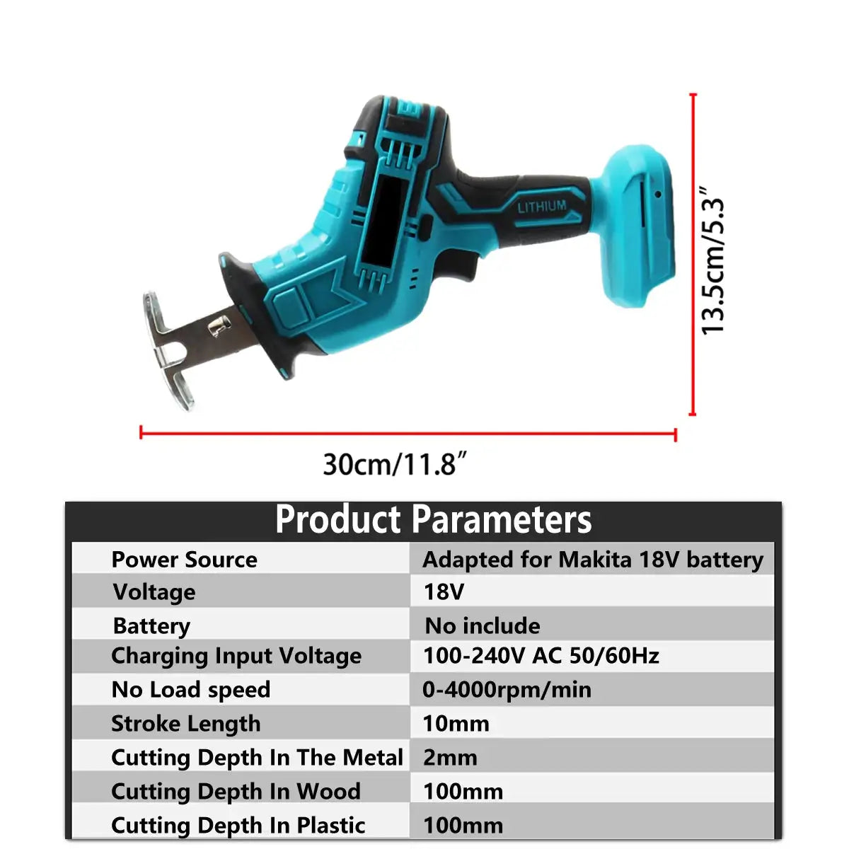 100mm Cordless Reciprocating Saw 3000rpm Makita 18V