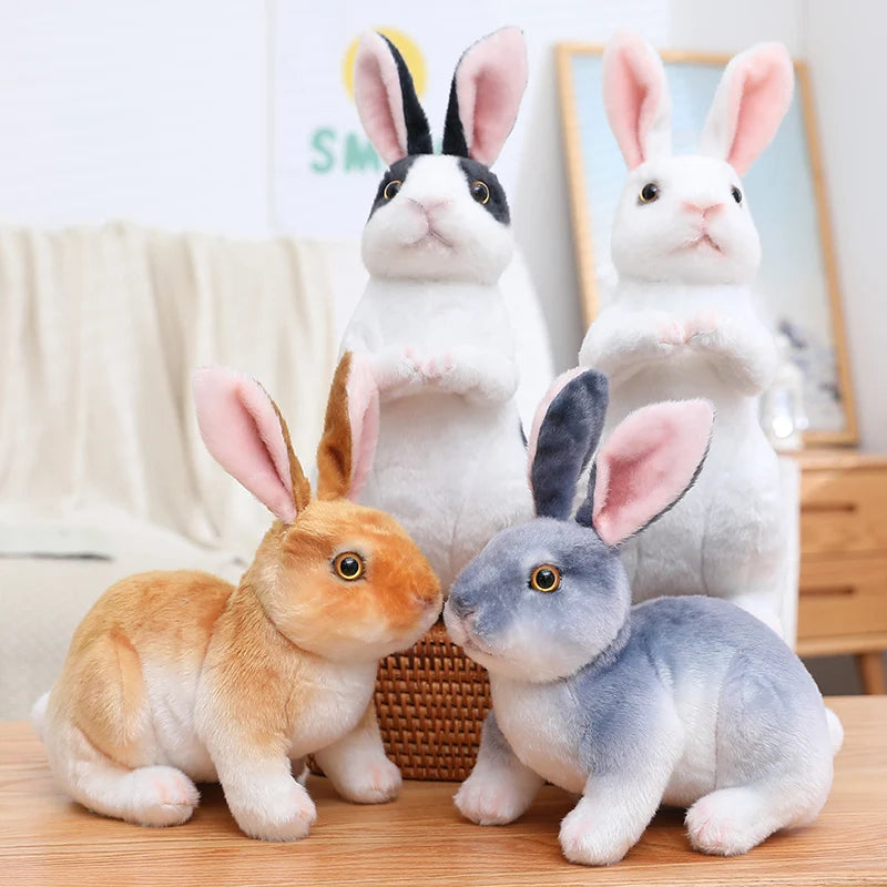 Realistic Rabbit Plush Doll - Cute Furry Bunny Toy for Home Decoration