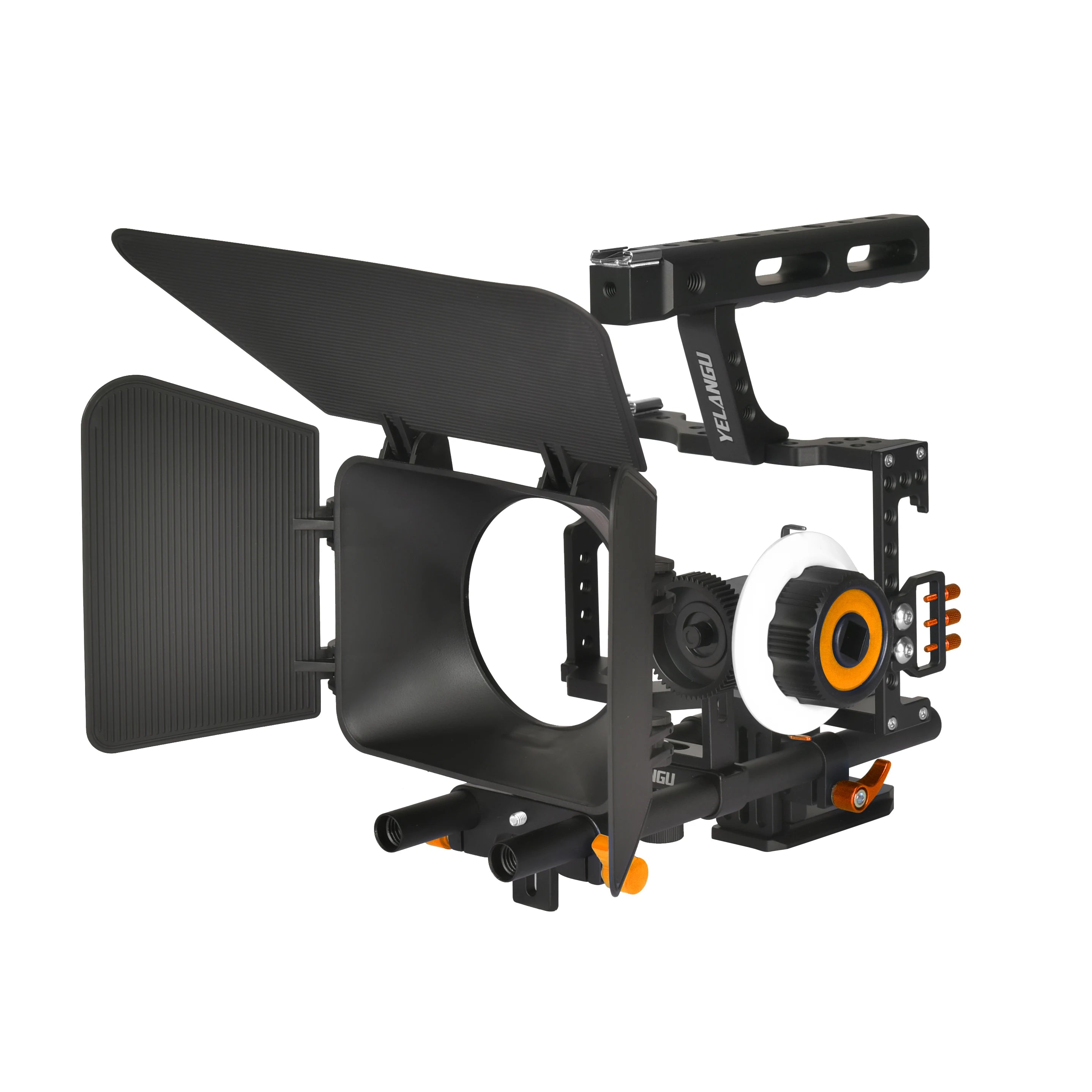 YELANGU Camera Cage Rig Kit &ndash; Versatile Dual Cold Shoe Mounts Orange