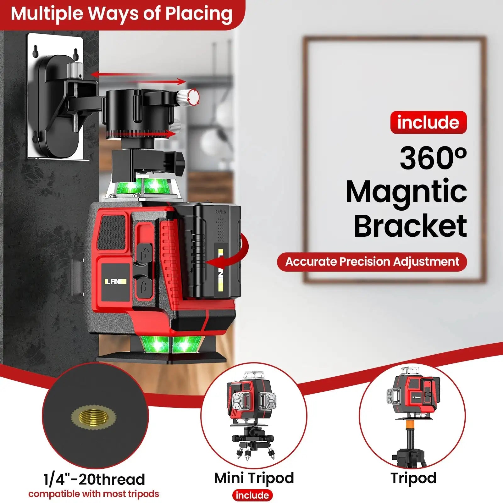 16 Lines Laser Level 1.2m Tripod Green Beam 360 Self Level