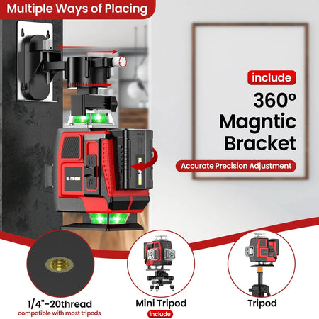 16 Lines Laser Level 1.2m Tripod Green Beam 360 Self Level