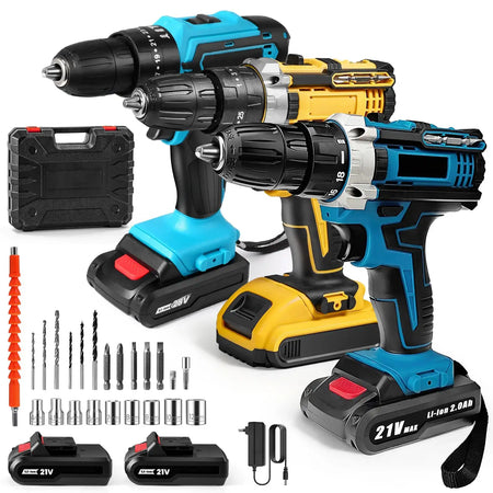 DWiusty Cordless Impact Drill With 2 Batteries High Power