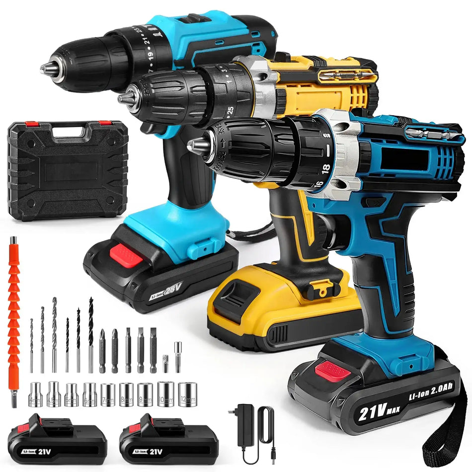 DWiusty Cordless Impact Drill With 2 Batteries High Power