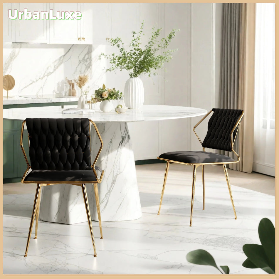 Набор из двух черных бархатных обеденных стульев Urban Luxe с подлокотниками