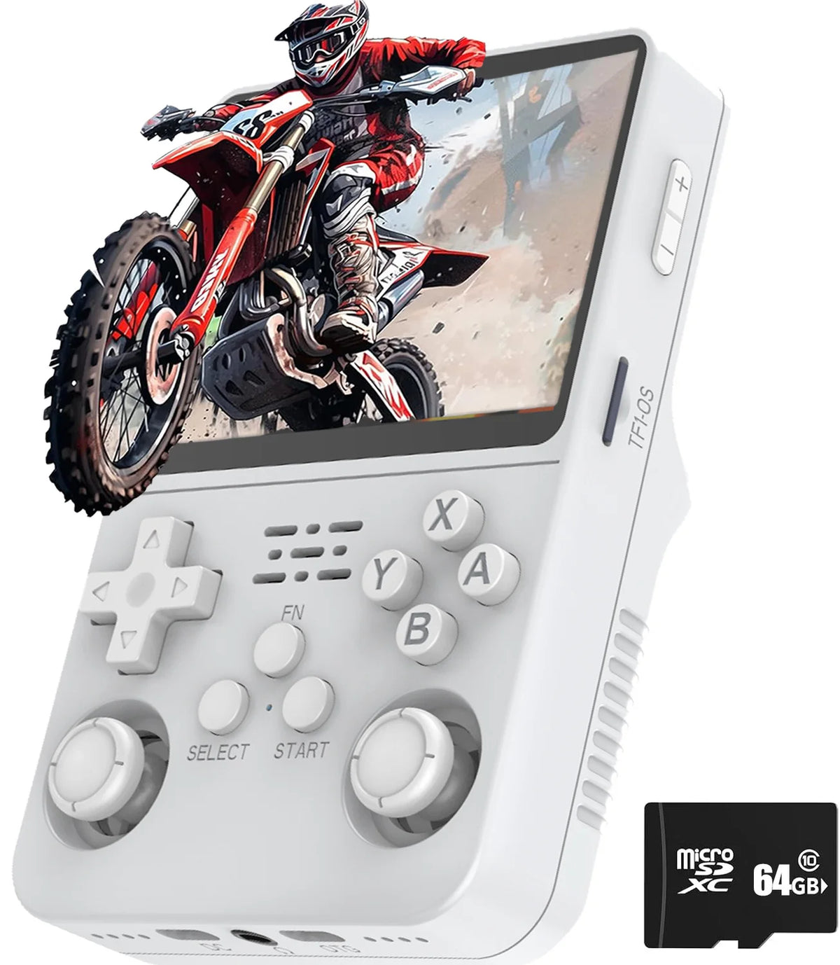 R36S Classic Retro Handheld Gaming Console with ARKOS - 15,000+ Games Full White 64G / CHINA