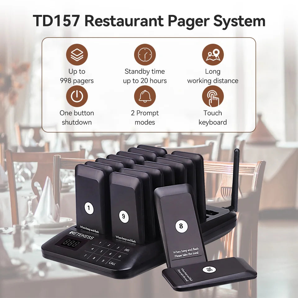 Retekess TD157 Restaurant Pager &ndash; Extended Range Paging