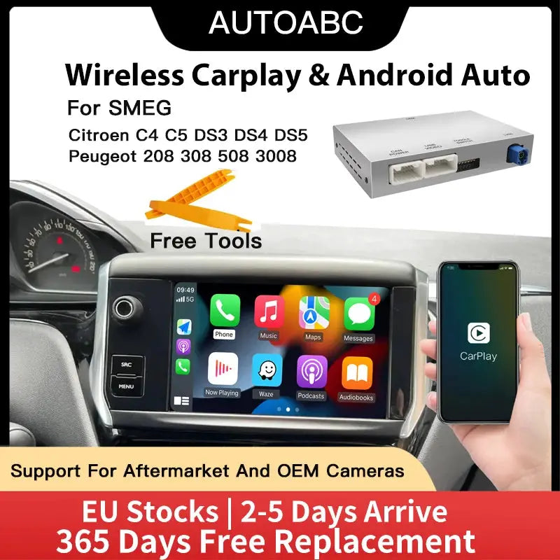 Wireless Carplay and Android Auto module for Peugeot SMEG 208 308 508 3008 C4 DS3 DS4 DS5 car radio Mirror Link multimedia by InterCyprus Trading Ltd