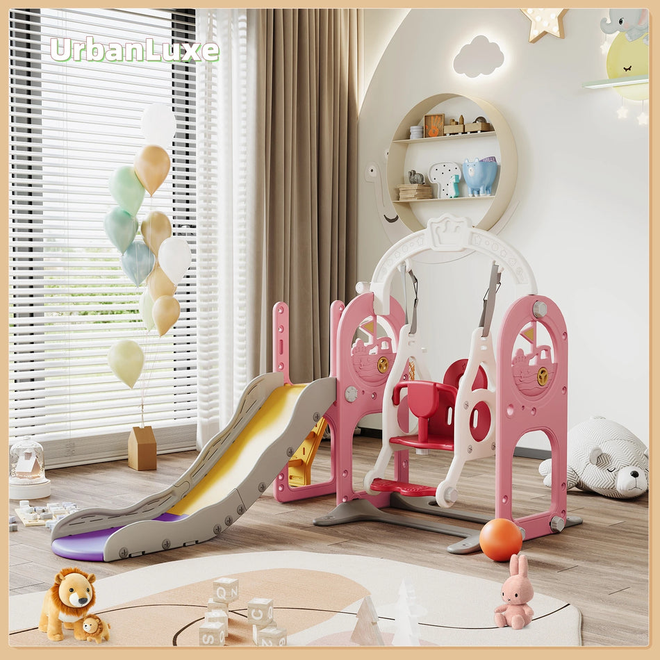 Urban Luxe Pink Kids Play Set With Slide Staircase