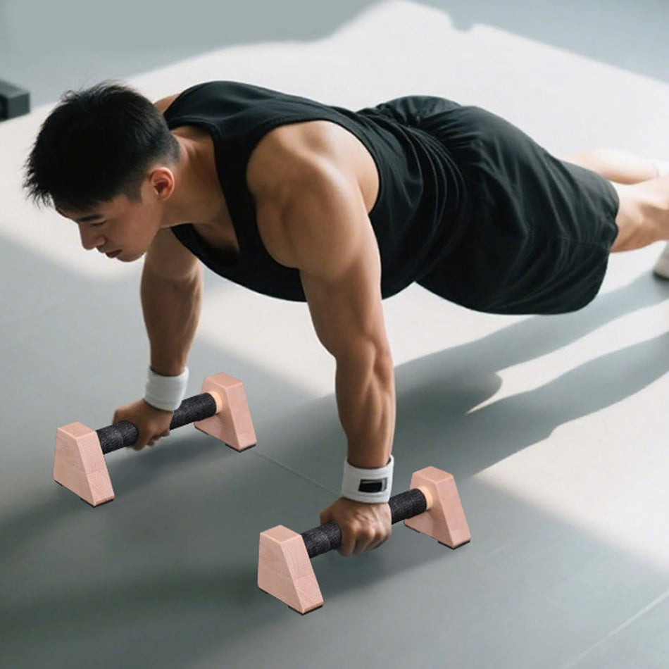 Drevené Push Up tyče s protišmykovými stojanmi, Portable Home Gym
