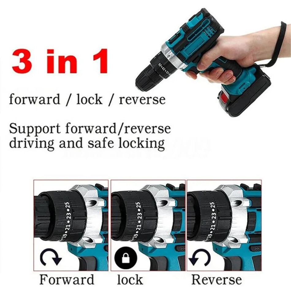 Taladro de Percusión Inalámbrico 21V – Alta Velocidad 1600 RPM