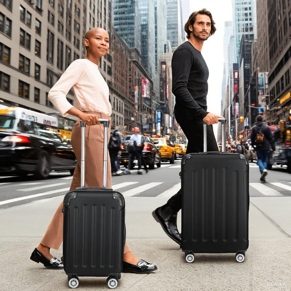 Expandable 3 Piece Spinner Luggage Set ABS Waterproof