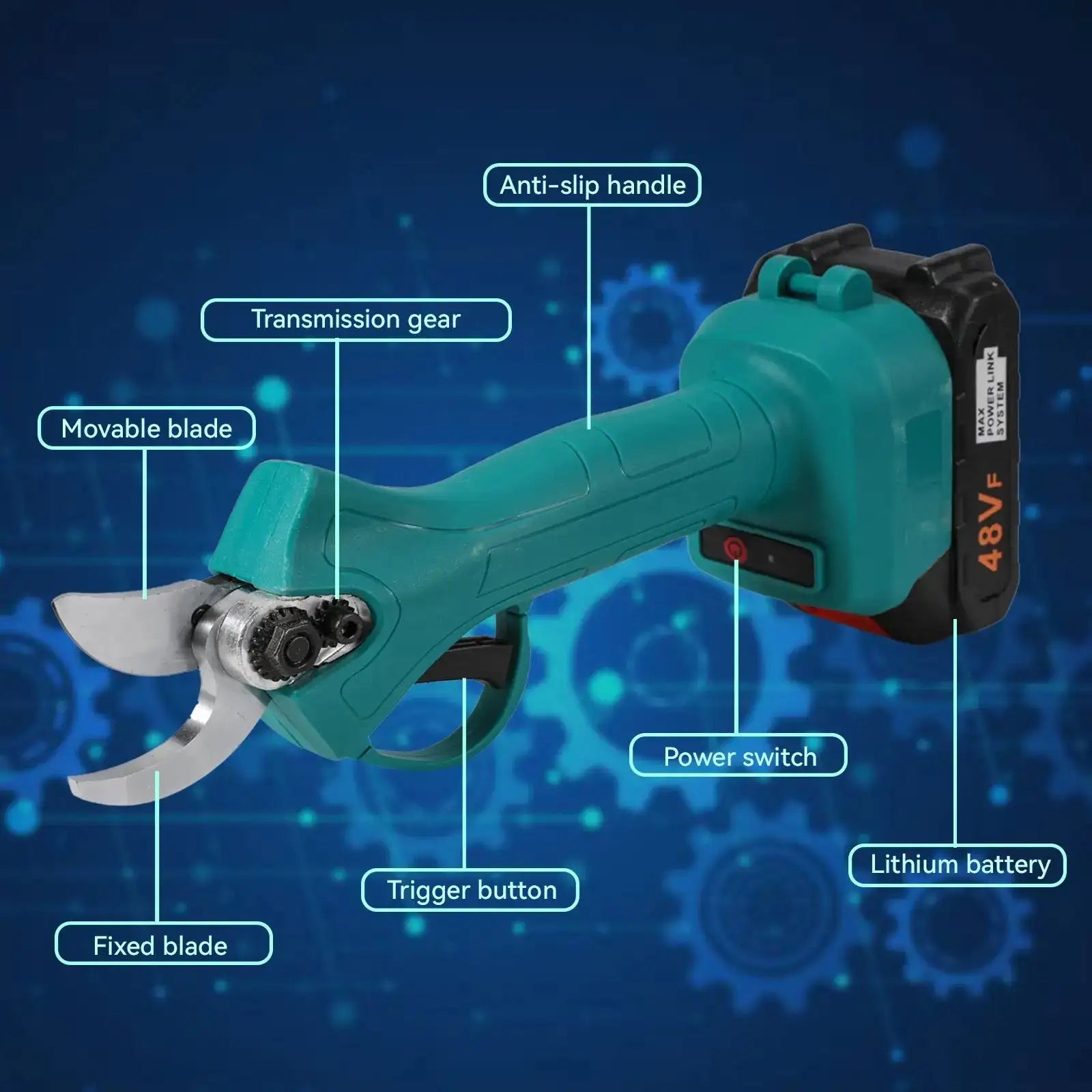 Cordless 500W Brushless Pruning Shears 25mm For Makita 18V