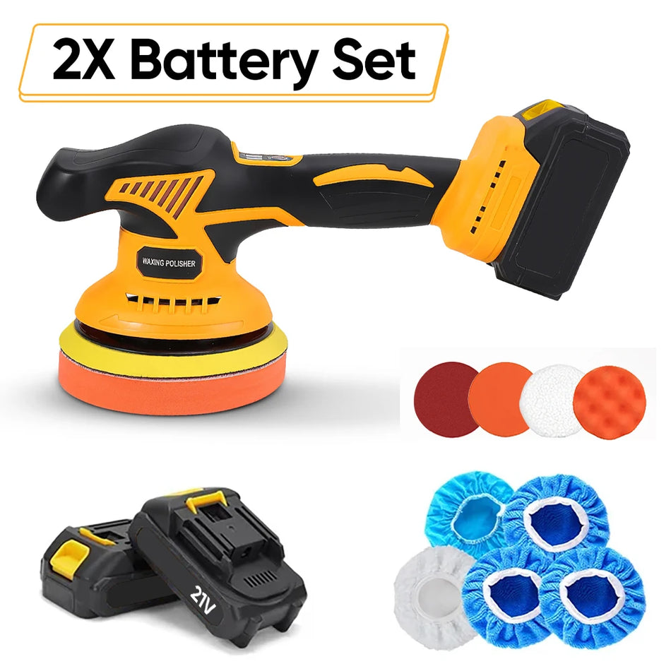 Polidora Elétrica Sem Fios com Display Digital de 6000RPM e 8 Engrenagens para Polimento, Cera e Lixamento de Carros para Bateria Makita 21V