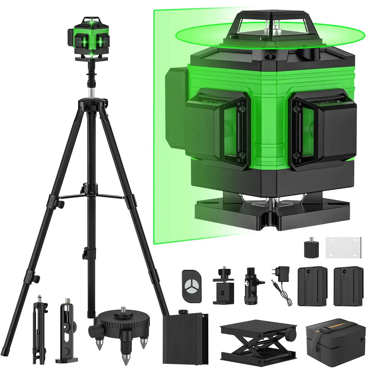 16 Lines 4D Green Laser Level Self Leveling 360 Degree 2 Battery(Cloth bale) / france