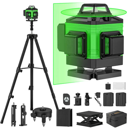 16 Lines 4D Green Laser Level Self Leveling 360 Degree 2 Battery(Cloth bale) / france