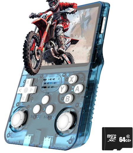R36S Classic Retro Handheld Gaming Console with ARKOS - 15,000+ Games Lake Blue 64G / CHINA