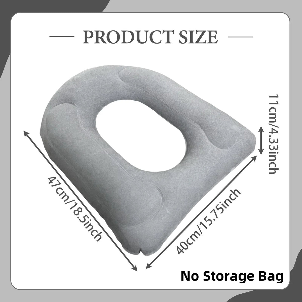 PVC Inflatable Toilet Seat Cushion - Travel Comfort Plus Gray Flocking