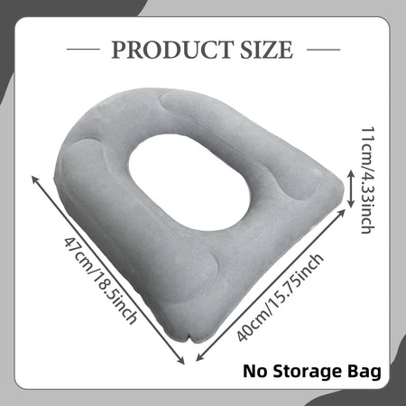 PVC Inflatable Toilet Seat Cushion - Travel Comfort Plus Gray Flocking