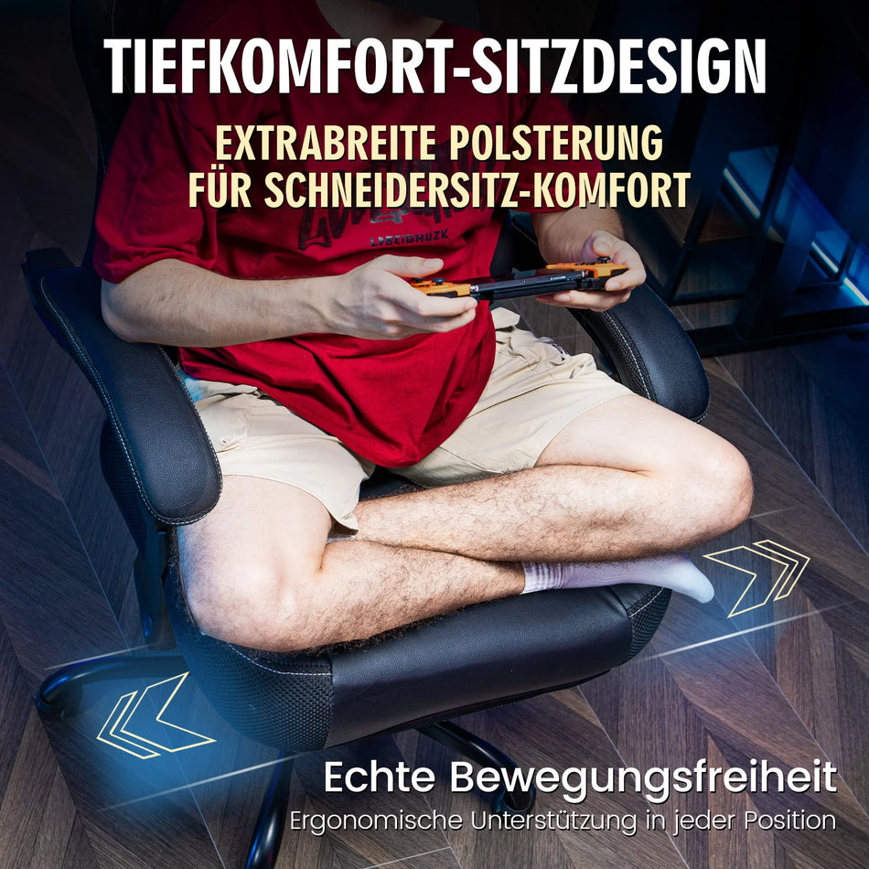 GTPLAYER Ergonomic Gaming Chair With Footrest Cushions