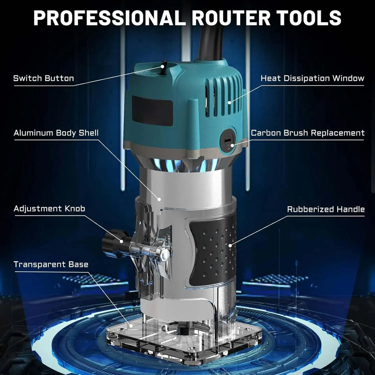 800W 30000RPM Wood Milling Router Bit Set One Quarter Inch