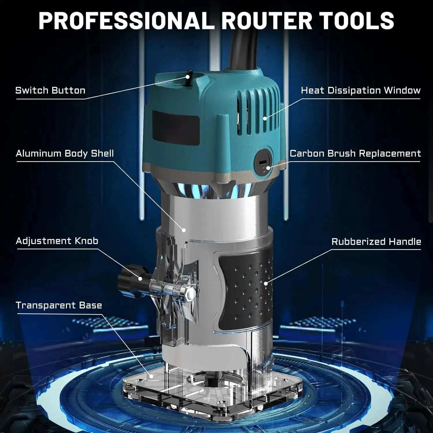 800W 30000RPM Wood Milling Router Bit Set One Quarter Inch