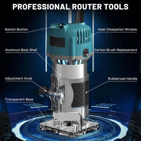 800W 30000RPM Wood Milling Router Bit Set One Quarter Inch