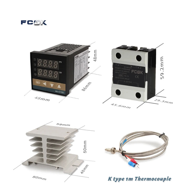 REX-C100 PID Temperaturcontroller 220V SSR Udgange K Type