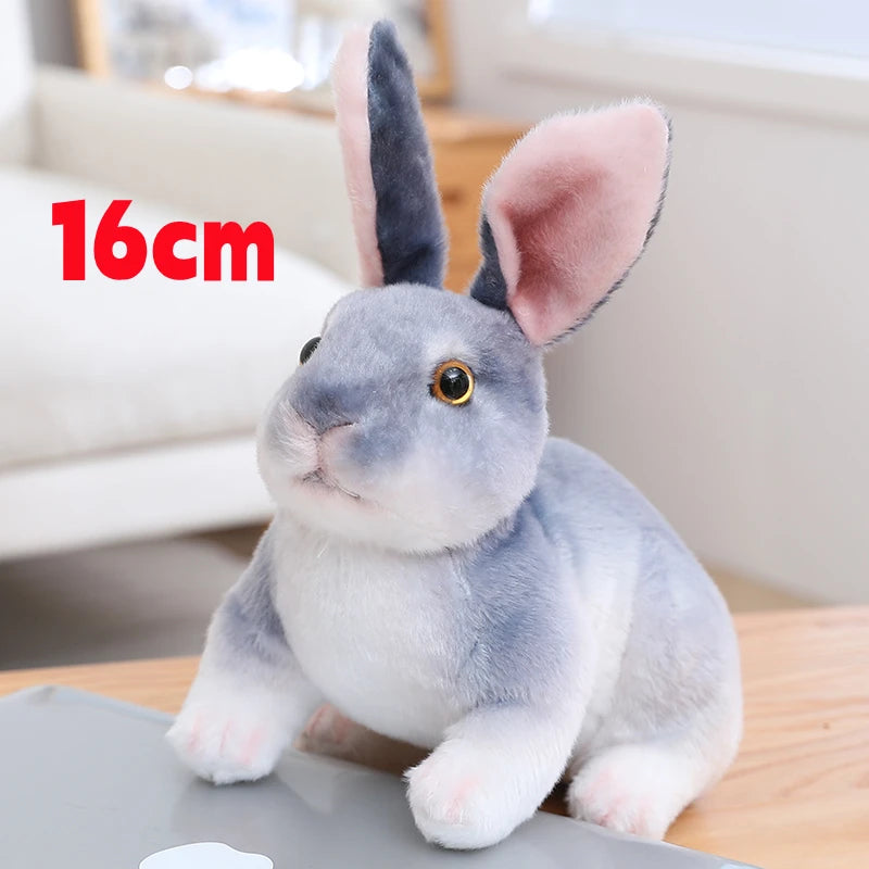 Realistic Rabbit Plush Doll - Cute Furry Bunny Toy for Home Decoration Small Squat Gray