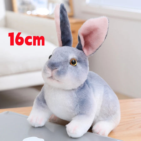 Realistic Rabbit Plush Doll - Cute Furry Bunny Toy for Home Decoration Small Squat Gray