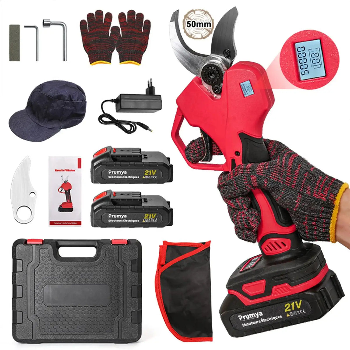 5cm Brushless Electric Pruning Shears &ndash; Makita Compatible Set-2 Batteries+5 Language Manuals / EU / Poland