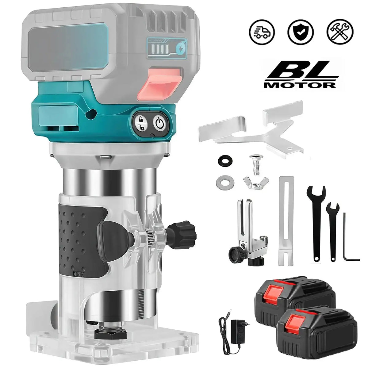 6 Speeds Brushless Cordless Wood Router For Makita 18V With 2XBattery / spain