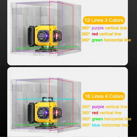16 Lines 4D Laser Level Remote 360 Degree Horizontal