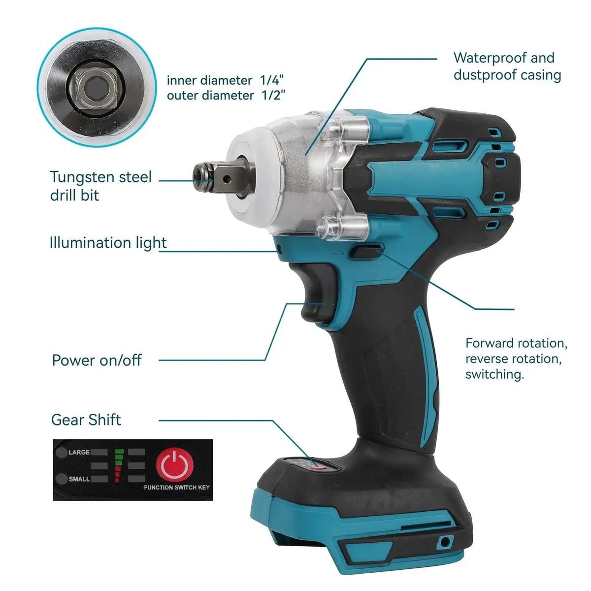 520 Nm Cordless Brushless Impact Driver for Makita 18V