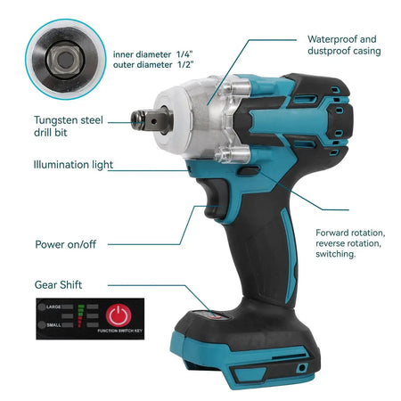 520 Nm Cordless Brushless Impact Driver for Makita 18V