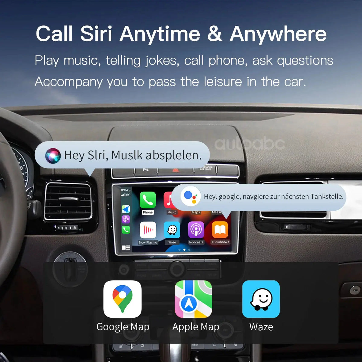 Wireless carplay Android Auto conversion box for Volkswagen Touareg RNS850 Mirror Link, AirPlay Box Recoder Accessoires 8 inches by InterCyprus Trading Ltd