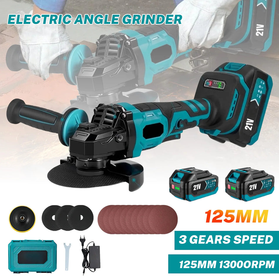 Bešepetė 1000W 125mm kampinė šlifuoklė 3 greičiai medienos apdirbimui